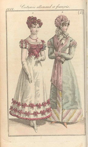 Journal des Dames et des Modes, editie Frankfurt 6 January 1822, Costumes allemand et françois (2), anonymous, 1822 Canvas Print