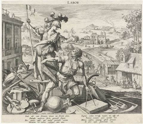 Maturity under the influence of work, Raphaël Sadeler (I), 1591 Canvas Print