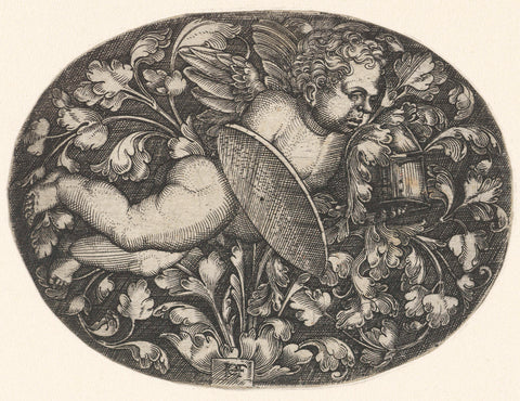 Putto, floating between leaf vines, Monogrammist HFG, c. 1500 - c. 1600 Canvas Print