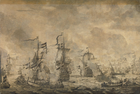 Battle between the Dutch and Swedish Fleets, in the Sound, 8 November 1658, Willem van de Velde (I), 1665 Canvas Print