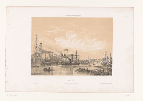 View of the harbour and the castle of Brest, Louis Lebreton, 1855 - 1859 Canvas Print