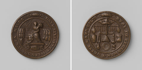 Vettewariersgilde van Middelburg, guild medal with no. 110, anonymous, 1698 Canvas Print