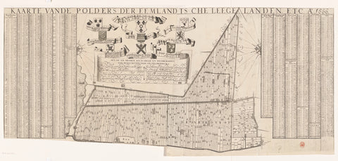 Polder map of Eemland (upper part), anonymous, 1710 Canvas Print