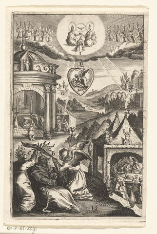 Emblem with worship of Saint Francis of Assisi who lived in virtue, Boetius Adamsz. Bolswert, 1649 Canvas Print