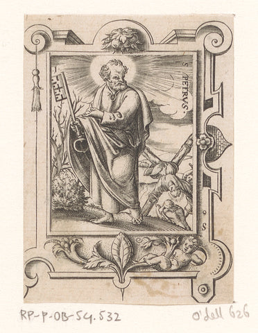 Saint Peter in scrolling frame, Virgil Solis, 1568 Canvas Print