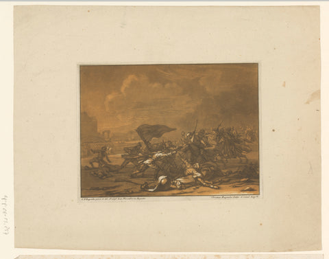 Battle between horsemen and soldiers on foot, Christian Rugendas, 1718 - 1781 Canvas Print