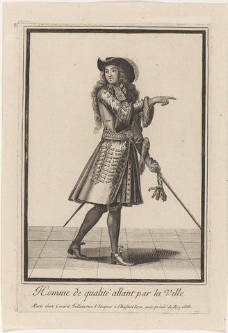 Man of quality going by the City, anonymous, 1688 Canvas Print