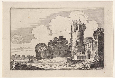 Dilapidated round tower in a landscape, Jan van de Velde (II), 1616 Canvas Print