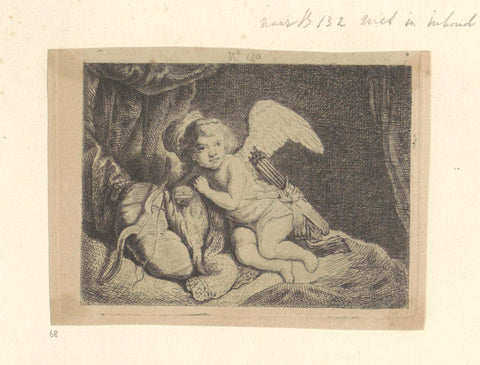 Rustende Amor, Pierre François Basan (workshop of), 1807 - 1808 Canvas Print