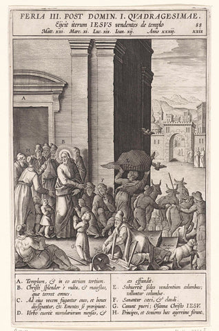 Purification of the temple, Antonie Wierix (II), 1593 Canvas Print