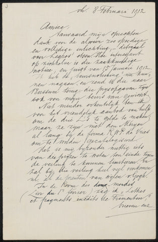 Letter to Jan Veth, August Allebé, 1912 Canvas Print