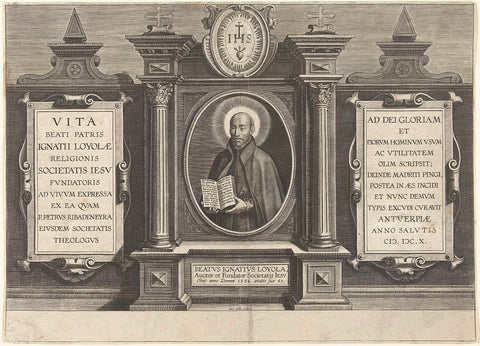 Title print of a series on the life of Ignatius van Loyola, Cornelis Galle (I), 1610 Canvas Print