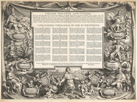 Thesenblad met 20 theses van Urbanus VIII, Schelte Adamsz. Bolswert, in or after 1629 - in or before 1634 Canvas Print