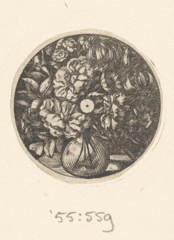 Medallion with vase of flowers, Jacques Vauquer, 1631- 1686 Canvas Print