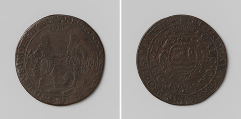 Closure of the Twelve-Year Truce between the Republic and Spain, calculation medal struck by order of the Court of Auditors of Zeeland, anonymous, 1609 Canvas Print