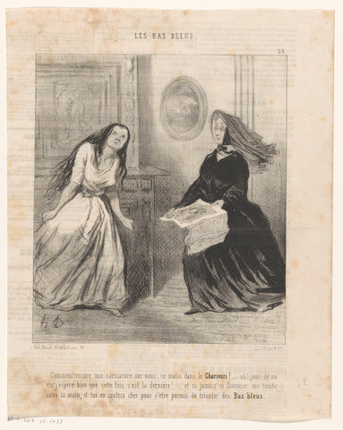 Two women discover a caricature in 'Le Charivari', Honoré Daumier, 1844 Canvas Print