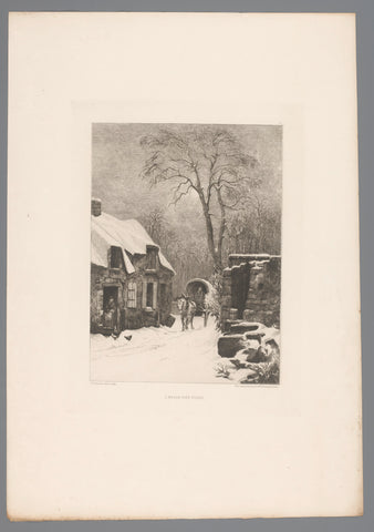 Village in the snow, Charles-Joseph Beauverie, 1876 Canvas Print