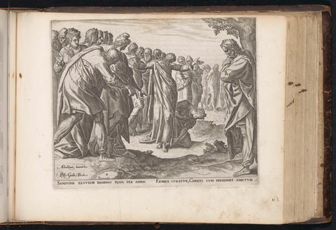 Christus geneest een vrouw die aan bloedverlies lijdt, Philips Galle, 1646 Canvas Print