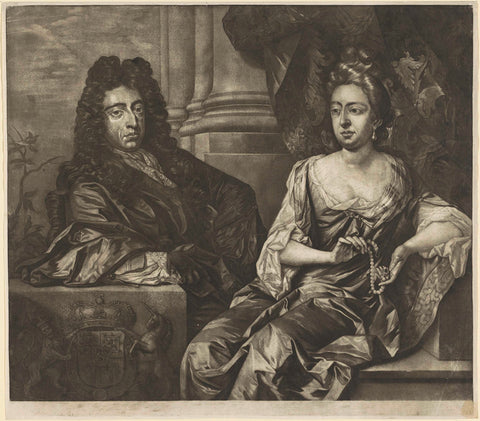 Portrait of William III, Prince of Orange, and Mary II Stuart, anonymous, 1688 - 1749 Canvas Print