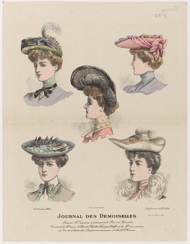 Journal des Demoiselles, 15 October 1903, Supplément au No. 5314 : Modes de M.lles Augustin (...), anonymous, 1903 Canvas Print
