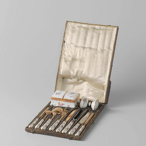 Travel cutlery with spice box and egg cup, Meissener Porzellan Manufaktur, c. 1760 Canvas Print