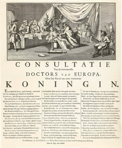 The princes of Europe take care of the sick queen, 1742, anonymous, 1742 Canvas Print