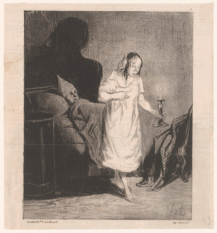 Woman walks out of bed at night, Honoré Daumier, 1844 Canvas Print