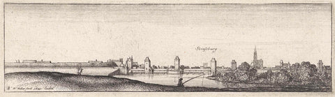 River landscape with view of Strasbourg, Wenceslaus Hollar, 1643 Canvas Print