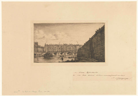 Pont-au-Change and quay wall along the Seine in Paris, Charles Meryon, 1854 Canvas Print