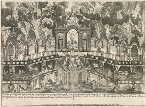 Fireworks at The Hague, in honour of peace with France, 1713, Jacob Keyser, 1713 - 1718 Canvas Print