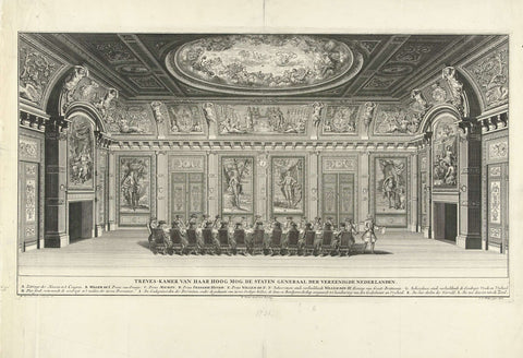 Trêveszaal with meeting of the States-General, ca. 1730, Jan Caspar Philips, 1730 - 1736 Canvas Print