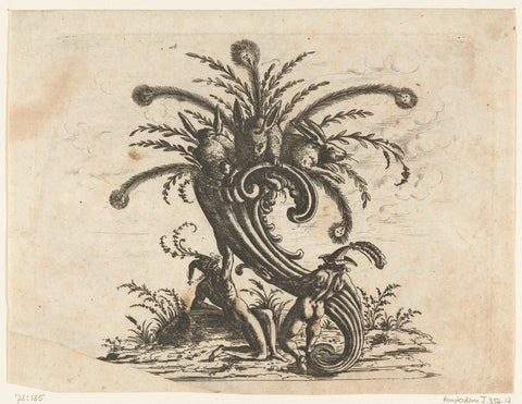 Horn of plenty from which three rabbits emerge, Christoph Jamnitzer, 1573 - 1610 Canvas Print
