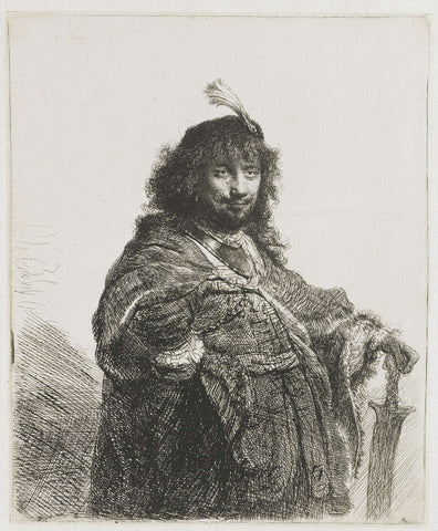 Self-portrait (?) with Plumed Cap, Rembrandt van Rijn, 1634 Canvas Print