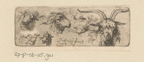 Rams, sheep and goats, Christian Wilhelm Ernst Dietrich, 1744 Canvas Print