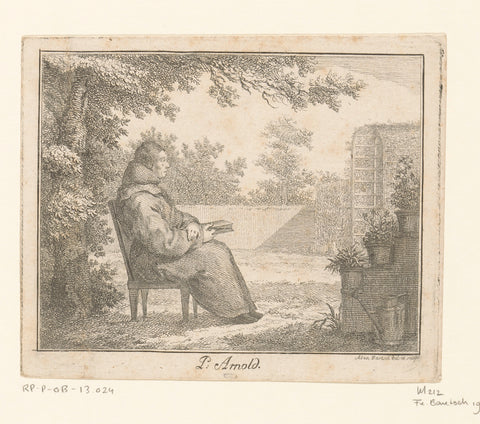 Portrait of Arnoldus a Sancta Clara with a book in a garden, Adam von Bartsch, 1784 Canvas Print