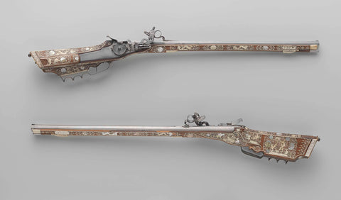 Pair of wheellock rifles with spanner from Cornelis Tromp, anonymous, c. 1650 - c. 1690 Canvas Print