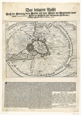 Plan of the siege of Lille, 1708, anonymous, 1708 Canvas Print