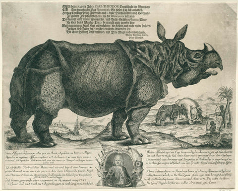 The rhino Clara, comes to see that !, H. Oster, 1747 Canvas Print