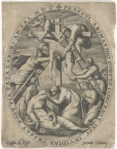 Descent from the Cross, Crispijn van de Passe (I), 1600 Canvas Print