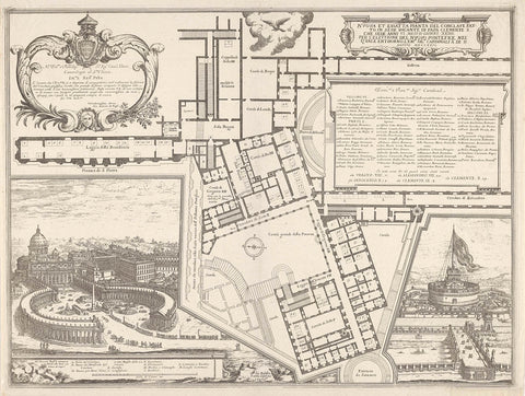 Floor plan of conclave and faces on Rome, Giovanni Battista Falda, 1676 Canvas Print