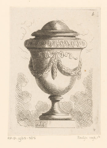 Vase with garlands, anonymous, 1770 - 1780 Canvas Print