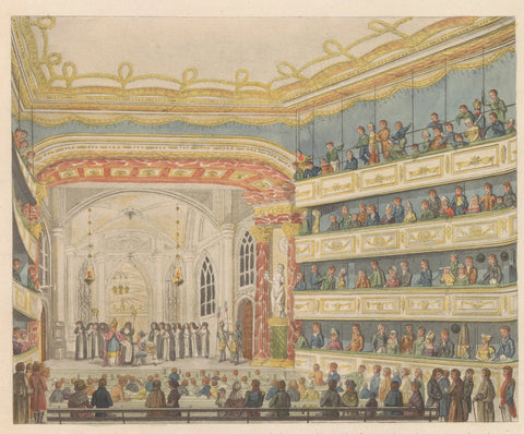 Performance of Gijsbrecht van Aemstel in Amsterdam theater, ca. 1810-1813, anonymous, 1824 - 1825 Canvas Print