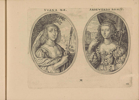 Portraits of Louise van Solms and an unknown high-ranking woman, both as shepherdess, Crispijn van de Passe (II), 1640 Canvas Print