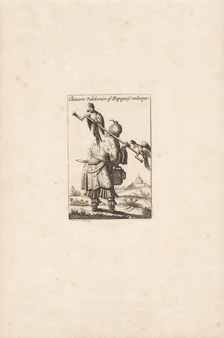 Chinese papegaaiverkoper, Pieter Schenk (I) (possibly), 1682 - 1711 Canvas Print