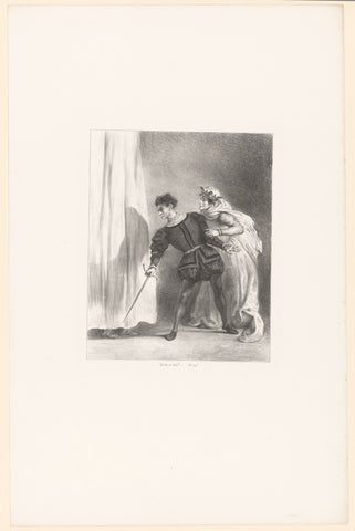 Hamlet discovers Polonius behind the curtain, Eugène Delacroix, in or after 1834 - in or before 1863 Canvas Print