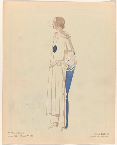 Gazette du Bon Ton, 1922 - No. 10, Pl. VIII: Chartreux / (Robe de maison), David (possibly), 1922 Canvas Print