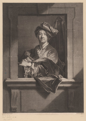 Portret van Hyacinthe Rigaud, Pierre Drevet, 1701 Canvas Print