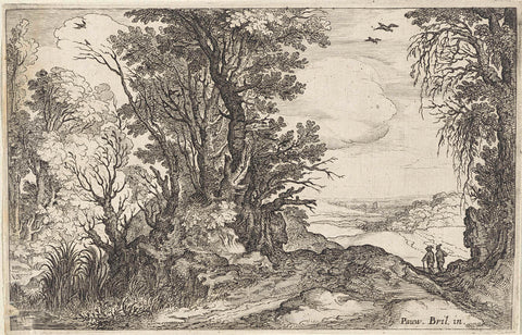 Two travelers on the edge of a forest, anonymous, 1568 - 1676 Canvas Print