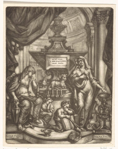Grave monument for Joannes Houbakker, Arnoud van Halen, 1715 Canvas Print