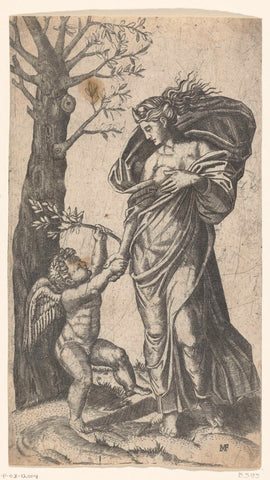 Reconciliation of Minerva and Cupid, Marcantonio Raimondi, 1515 - 1570 Canvas Print